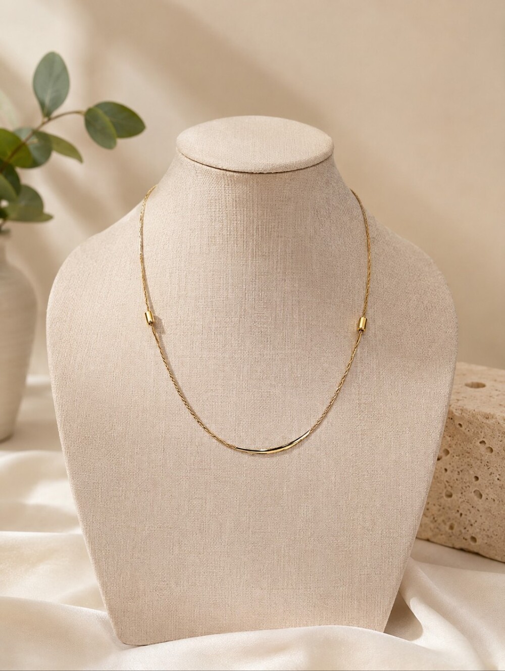 '80s Style Elegant Gold Tone Pull Slide Rope Necklace